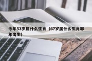 今年53岁属什么生肖（67岁属什么生肖哪年出生）