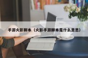 手游火影脚本（火影手游脚本是什么意思）