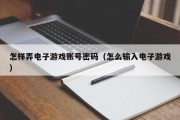怎样弄电子游戏账号密码（怎么输入电子游戏）