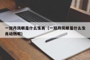 一双丹凤眼是什么生肖（一双丹凤眼是什么生肖动物呢）