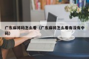 广东麻将码怎么看（广东麻将怎么看有没有中码）